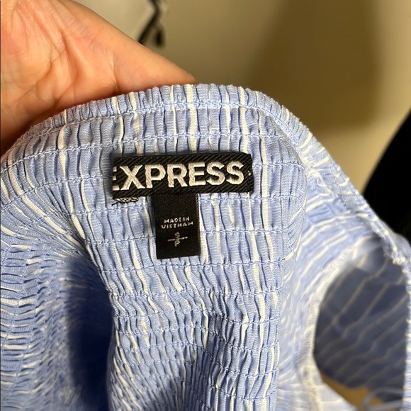 Express Blue Striped Off-Shoulder Top Size S - Picture 5 of 6